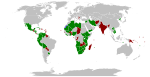 图中绿色为承认阿拉伯撒哈拉民主共和國的国家