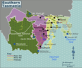 A map of Southern Tasmania. Adding Southwest National Park was an interesting experience.