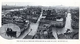 Veduta dalla torre dell'orologio della Gare de Lyon il 29 gennaio 1910