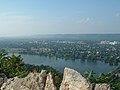 View of city and Mississippi River from bluff top.