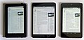 左から「Amazon Kindle Reader」「iPad mini」「Google Nexus 7」。