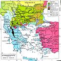 English: French ethnographic map of the Balkans and Macedonia from 1898.
