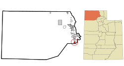 Location within Box Elder County and the State of Utah.