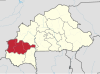 Localisation de la région des Hauts-Bassins au Burkina Faso.