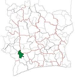 Location in Ivory Coast. Buyo Department has retained the same boundaries since its creation in 2012.