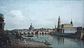 Bernardo Bellotto (Canaletto): Drážďany z pravého břehu Labe pod mostem, 1748