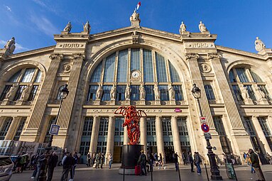 Neoclassical Ionic pilasters on the facade of the Gare du Nord, Paris, by Jacques Ignace Hittorff, 1861-1865[13]