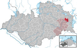 Elhelyezkedése Mecklenburg-Elő-Pomeránia térképén