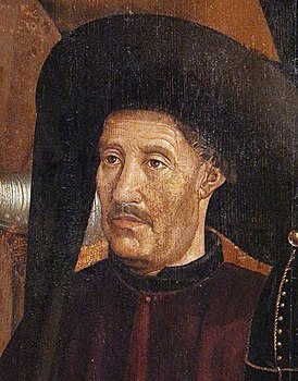 Генрих Мореплаватель на панно «Инфант» «Алтаря Сан Висенте» Нуну Гонсалвеша, 1467