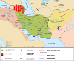 Map of Iran under the Qajar dynasty in the 19th century