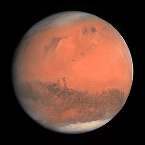 Mars gezegeninin Rosetta uzay aracı tarafından 2007'de elde edilen renkli fotoğrafı (Üreten:Avrupa Uzay Ajansı)