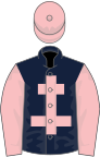 Dark blue, pink cross of lorraine, sleeves and cap