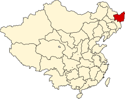 Hokiangs läge i Manchuriet markerat i mörkblått.