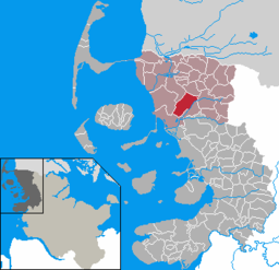 Läget för kommunen Risum-Lindholm i Kreis Nordfriesland