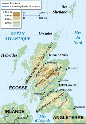 Carte topographique de l'Écosse