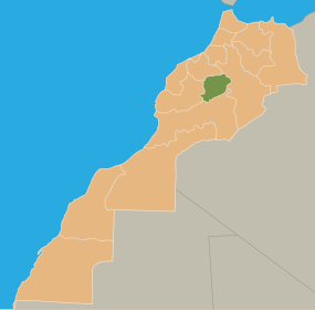 Localização de Tédula-Azilal em Marrocos