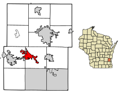 Location of Slinger in Washington County, Wisconsin.