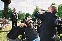 Jim Dine, presentatie Pinocchio aan de pers in Borås, Zweden