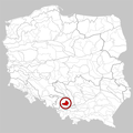 pl: Pagóry Jaworznickie na mapie Polski en: Location of Jaworzno Hills on the map of Poland
