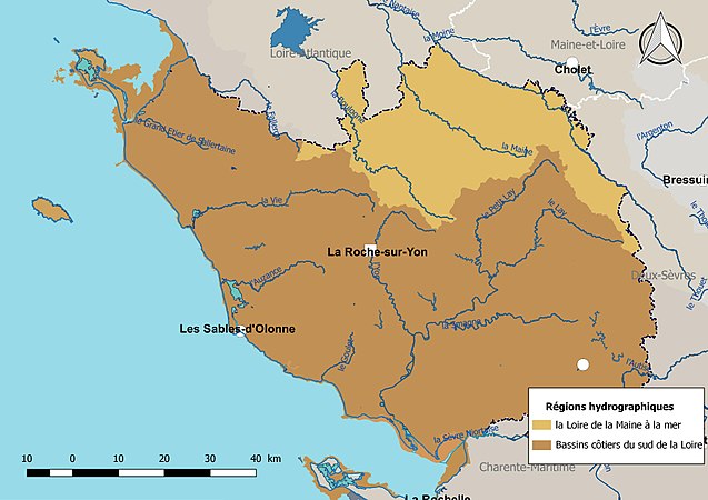 La Vendée est découpée en deux régions hydrographiques.