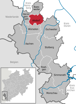 Elhelyezkedése Städteregion Aachen térképén