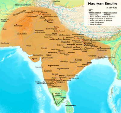 El Imperio Maurya alcanzó su máxima extensión después de eso comenzó a declinar.