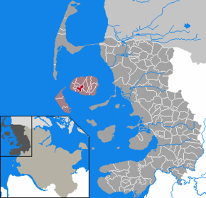 Poziția Borgsum pe harta districtului Nordfriesland