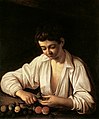 『果物の皮を剥く少年』（1592年頃） ロンギ財団（ローマ）