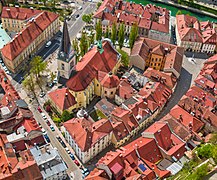 2020 Zračni posnetek Šentjakobske cerkve v Ljubljani Avtorja: Janez Vizjak in Saša Iskrić (KAP Jasa)