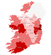 Cumulative cases by county   <19,014   19,014–33,609   33,609–69,838   69,838–422,228   ≥422,228