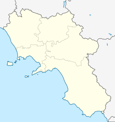 Mapa konturowa Kampanii, u góry nieco na lewo znajduje się punkt z opisem „Gioia Sannitica”