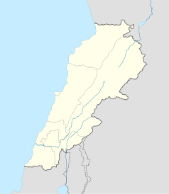 Mapa konturowa Libanu, na dole po lewej znajduje się punkt z opisem „Alma asz-Szab”