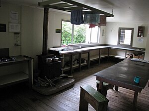 Interior of the Lewis Hut, which was removed some time after 2018