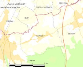 Mapa obce Chaudenay