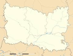 Mapa konturowa Oise, po lewej znajduje się punkt z opisem „Lalandelle”