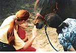 Contact entre un enfant et un cheval.