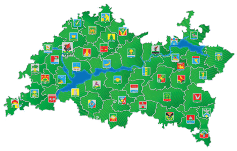 Tatarstan map with key settlements - the logo of "Wiki-Tatarstan" project