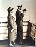 WW2 press photo of King George VI and Queen Elizabeth on Empress of Australia.jpg