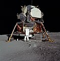 "Buzz Aldrin" to the side of the Lunar Module on the surface of the Moon - Apollo 11