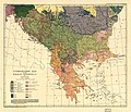 Македонски: Карта на Македонија и Балканот од 1918. English: Serb ethnographic map of the Balkans and Macedonia from 1918.