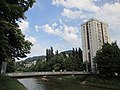 Residential high-rise buildings on the side of the Miljacka river