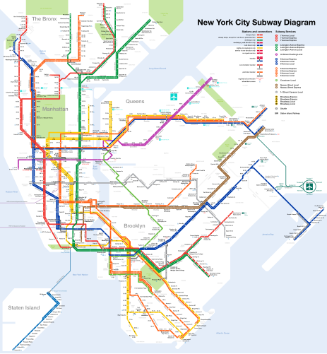 Карта Нью-Йоркского метрополитена