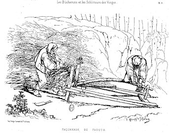 Les bûcherons et les schlitteurs des Vosges (façonnage des fagots) Théophile Schuler, 1878