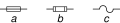 IEC drošinātājs (b), līdzvērtīgi simboli (a, c) (IEEE Std 315-1975)