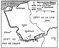 La limite linguistique français/flamand à l'époque du premier Empire (1804-1815).