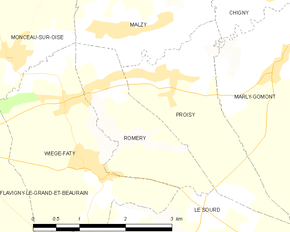 Poziția localității Romery