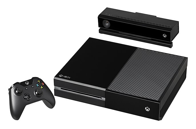 The original Microsoft Xbox One with Kinect and controller.