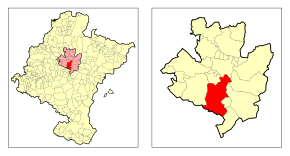 Localização da Cendea de Galar em Navarra e na Cuenca de Pamplona