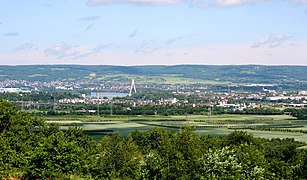 Neuwieder Becken, northwestern part with the town of Weißenthurm, the Raiffeisenbrücke, and the town of Neuwied