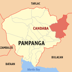 Map of Pampanga with Candaba highlighted
